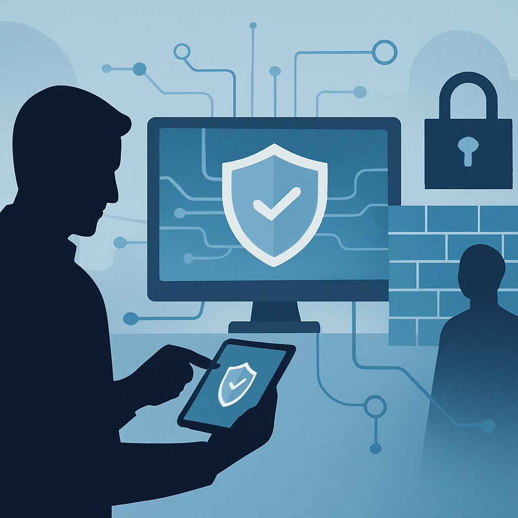 Diagram showing zero trust security tactics protecting a corporate network from breaches