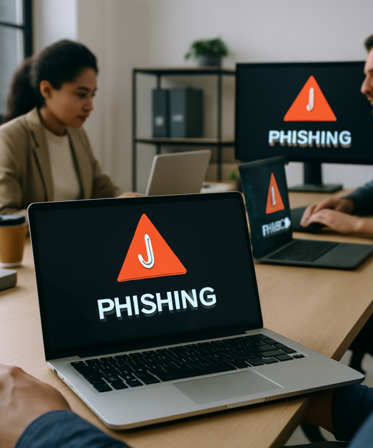 Security analyst reviewing phishing attack defenses on a monitoring dashboard