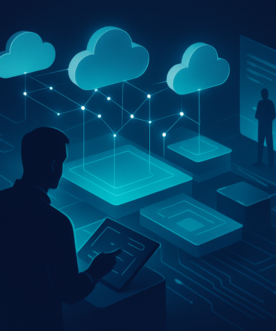 Diagram showing a multi-cloud strategy connecting AWS, Azure, and Google Cloud workloads