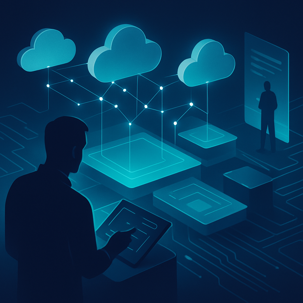 Diagram showing a multi-cloud strategy connecting AWS, Azure, and Google Cloud workloads