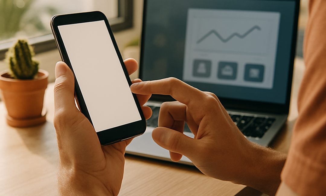 Phoenix business owner reviewing progressive web apps analytics on a smartphone