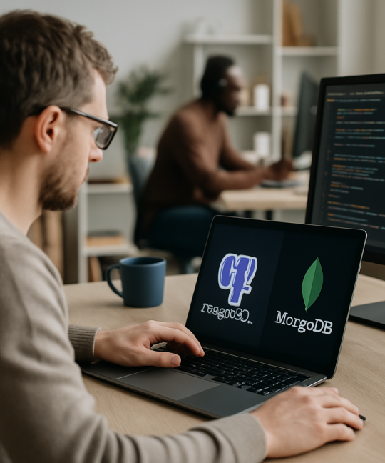Side-by-side comparison chart showing PostgreSQL vs MongoDB architecture differences