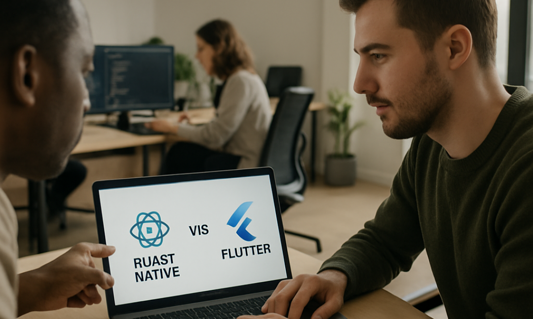 Side by side comparison illustrating React Native vs Flutter differences for mobile developers