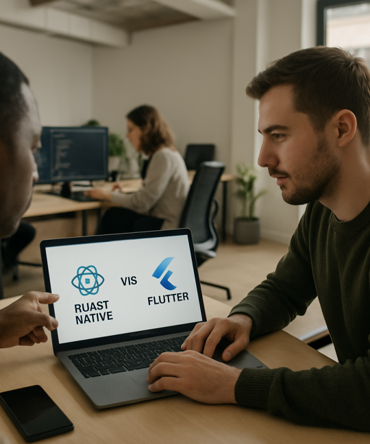 Side by side comparison illustrating React Native vs Flutter differences for mobile developers