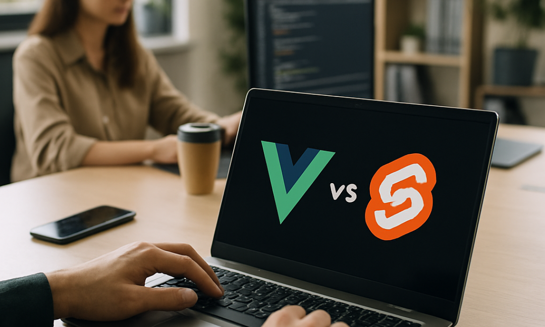 Side by side code editors illustrating Vue vs Svelte syntax differences