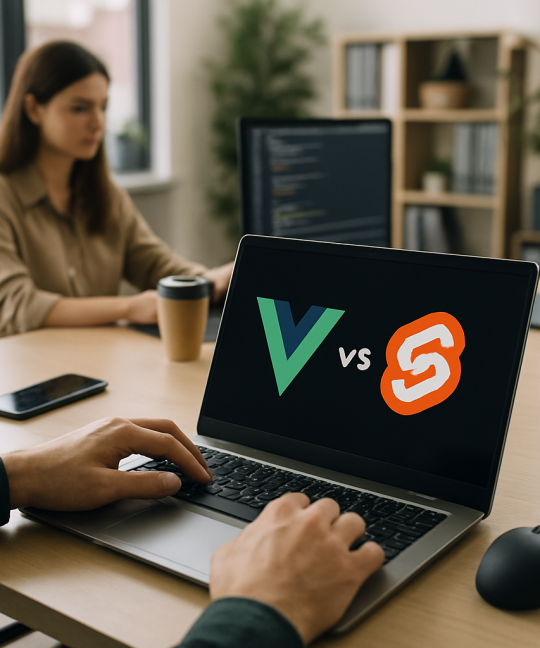 Side by side code editors illustrating Vue vs Svelte syntax differences