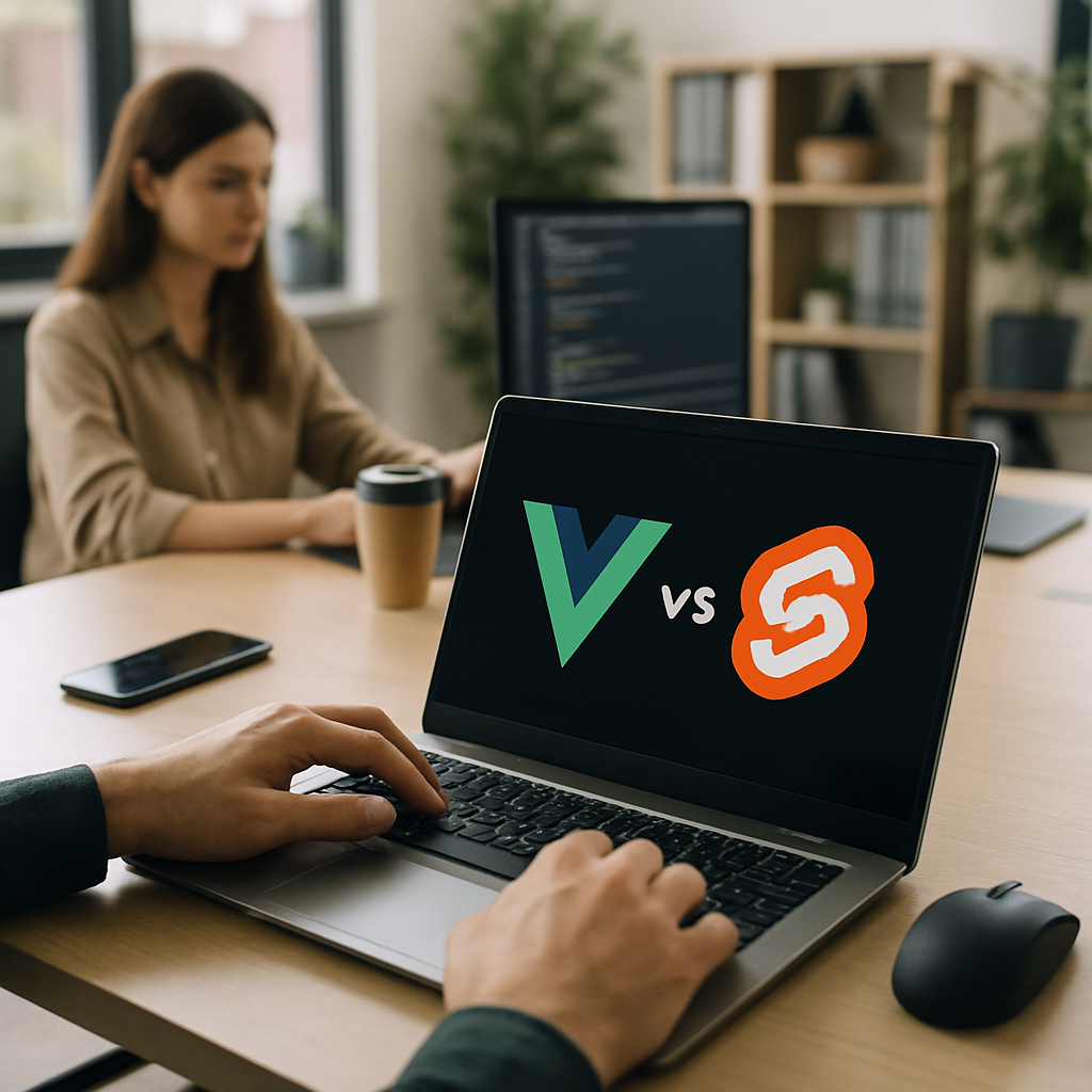 Side by side code editors illustrating Vue vs Svelte syntax differences
