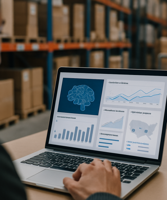 Retail store manager reviewing AI inventory management dashboard on tablet