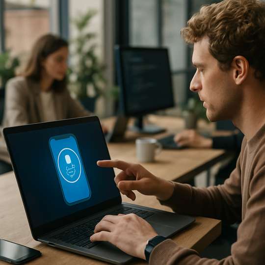 Shopper using an AI voice assistant at a smart retail kiosk in 2026