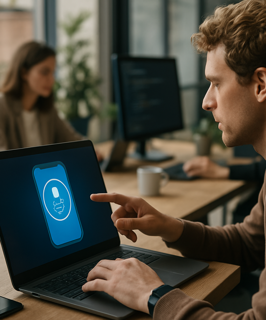 Shopper using an AI voice assistant at a smart retail kiosk in 2026