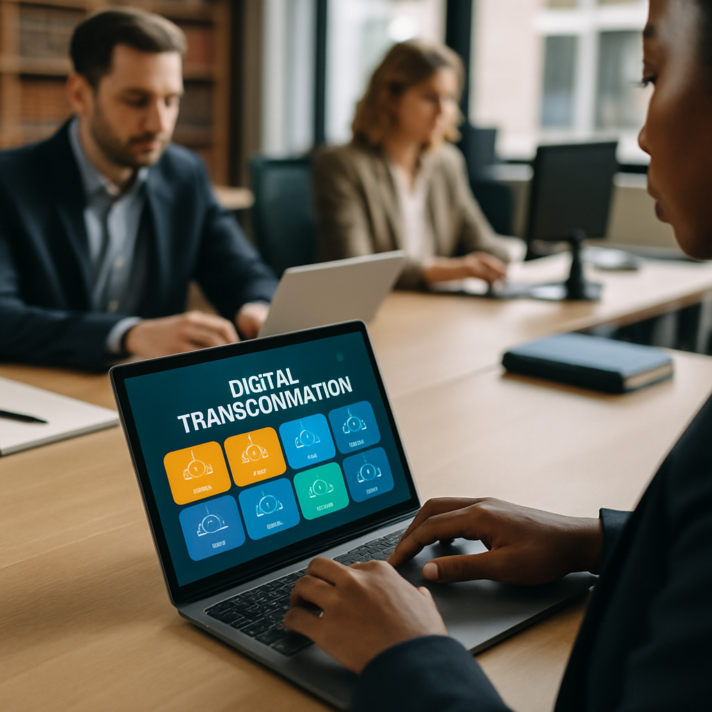 Lawyer reviewing case files on a tablet illustrating digital transformation for law firms in 2026