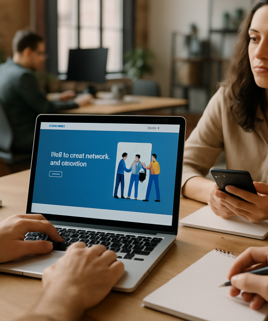 Marketer reviewing LinkedIn marketing tactics dashboard for B2B lead generation