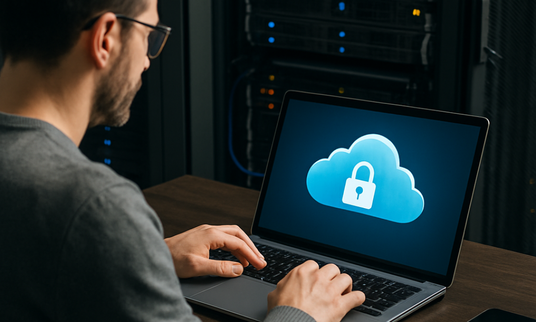 Illustration of cloud data encryption protecting files stored across distributed servers in 2026