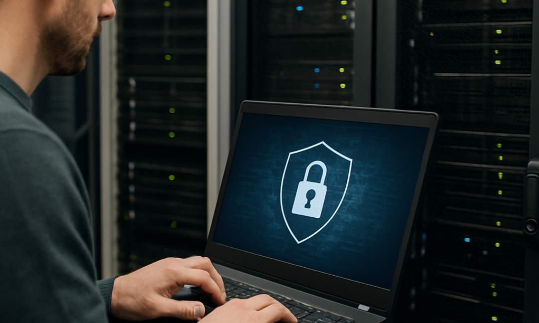 IT admin reviewing endpoint security tactics on a dashboard across multiple devices