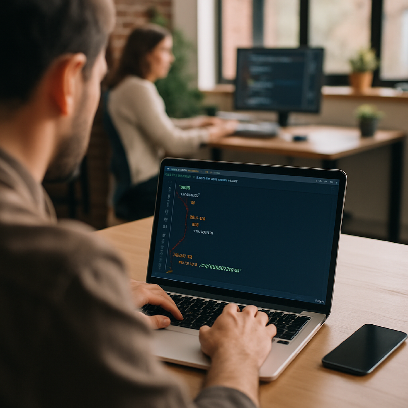 Developer reviewing a GraphQL API schema on a laptop screen