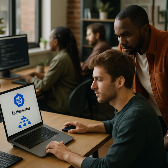 Engineer reviewing Kubernetes best practices dashboard for cloud scaling and pod health
