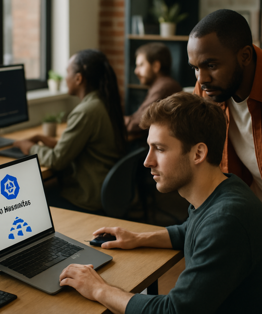 Engineer reviewing Kubernetes best practices dashboard for cloud scaling and pod health