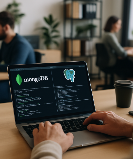 Side by side comparison chart showing MongoDB vs PostgreSQL feature differences