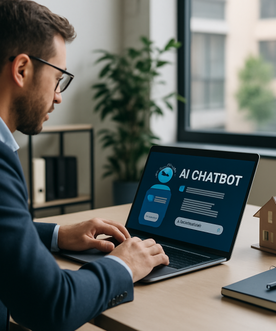 AI chatbot real estate agent screen showing lead qualification chat with property buyer