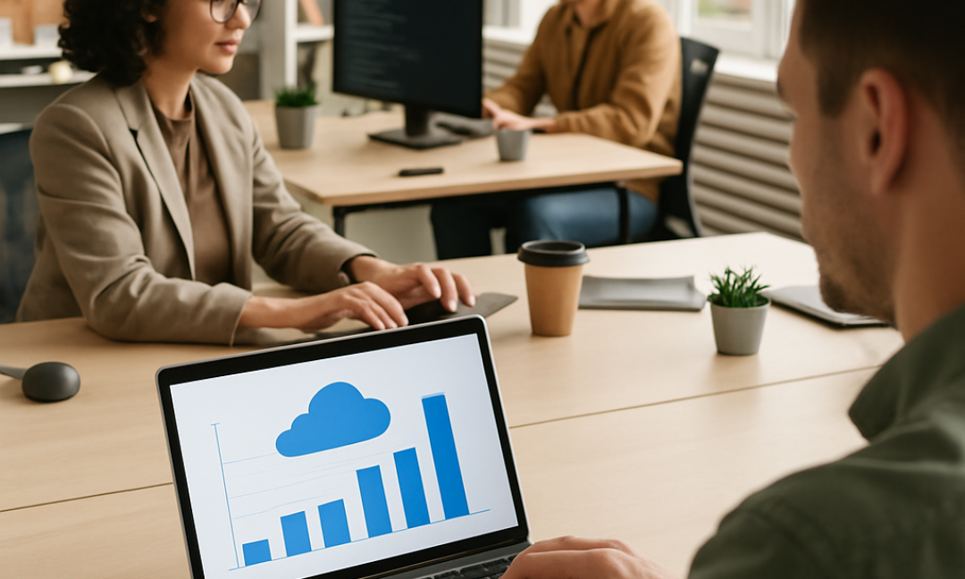 SaaS founder reviewing cloud cost optimization dashboard on laptop