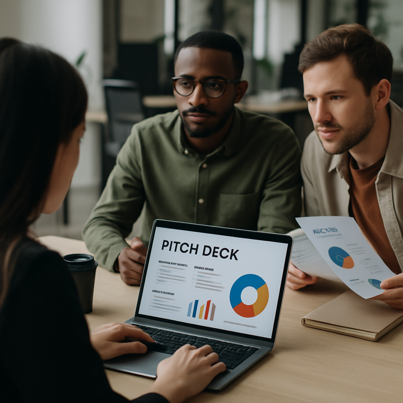 Founder reviewing slides to fix startup pitch deck mistakes before an investor meeting