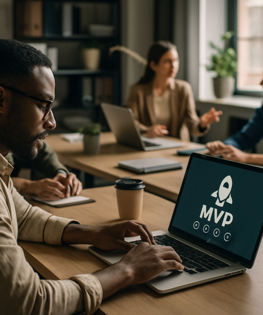 Founding team planning a startup MVP launch on a whiteboard in 2026