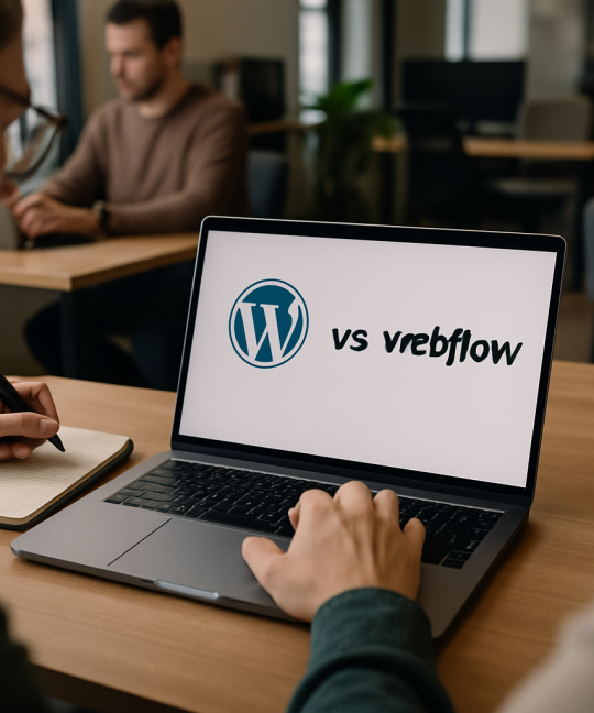 Side-by-side comparison chart showing WordPress vs Webflow features for agencies in 2026