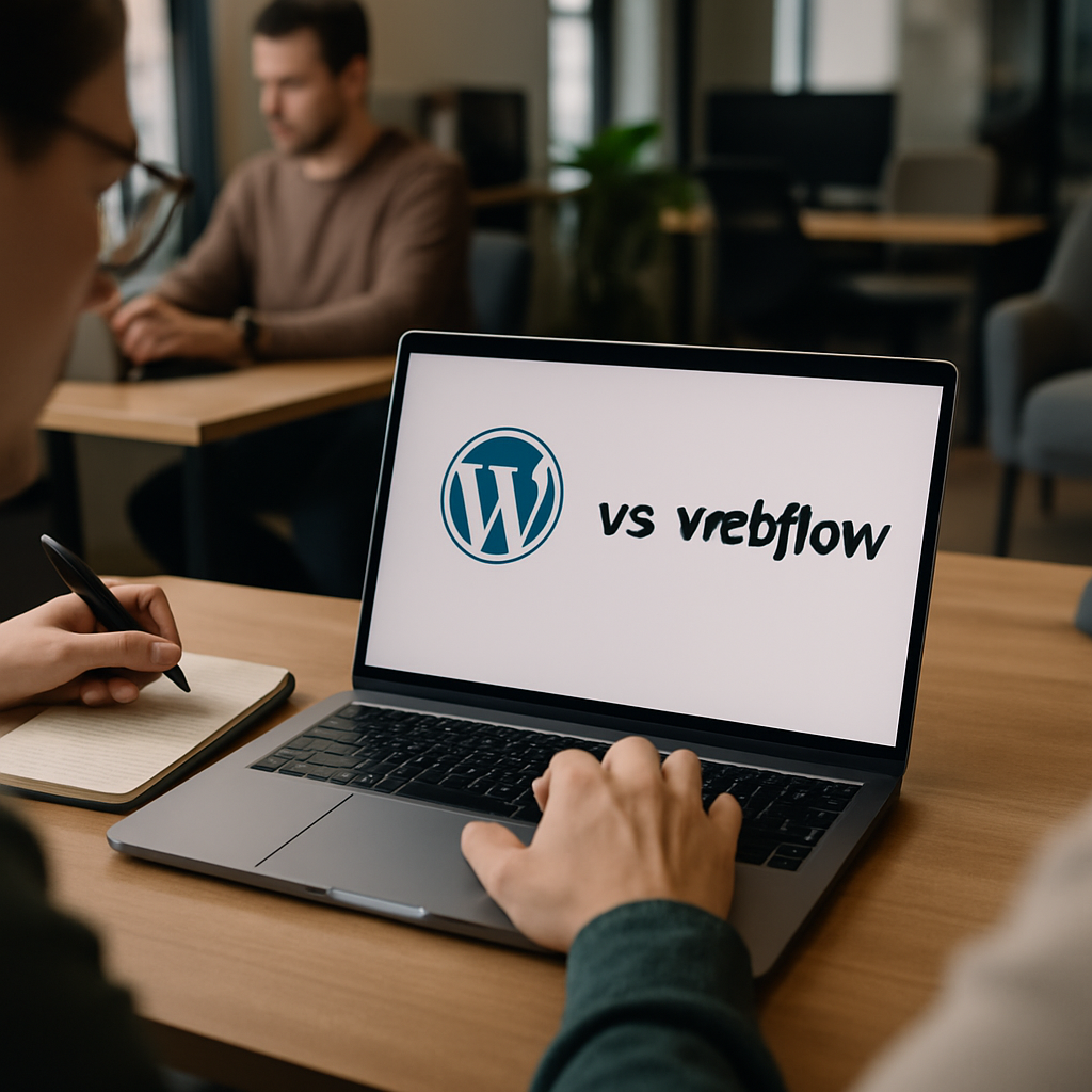 Side-by-side comparison chart showing WordPress vs Webflow features for agencies in 2026