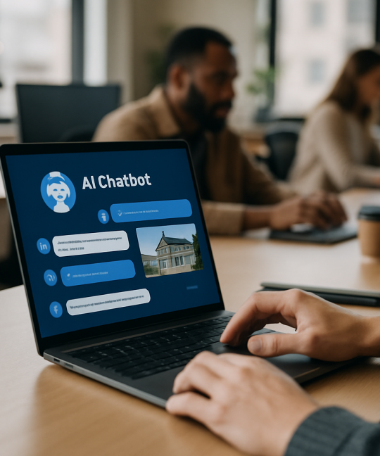 AI chatbot real estate assistant qualifying buyer leads on an agent's website dashboard