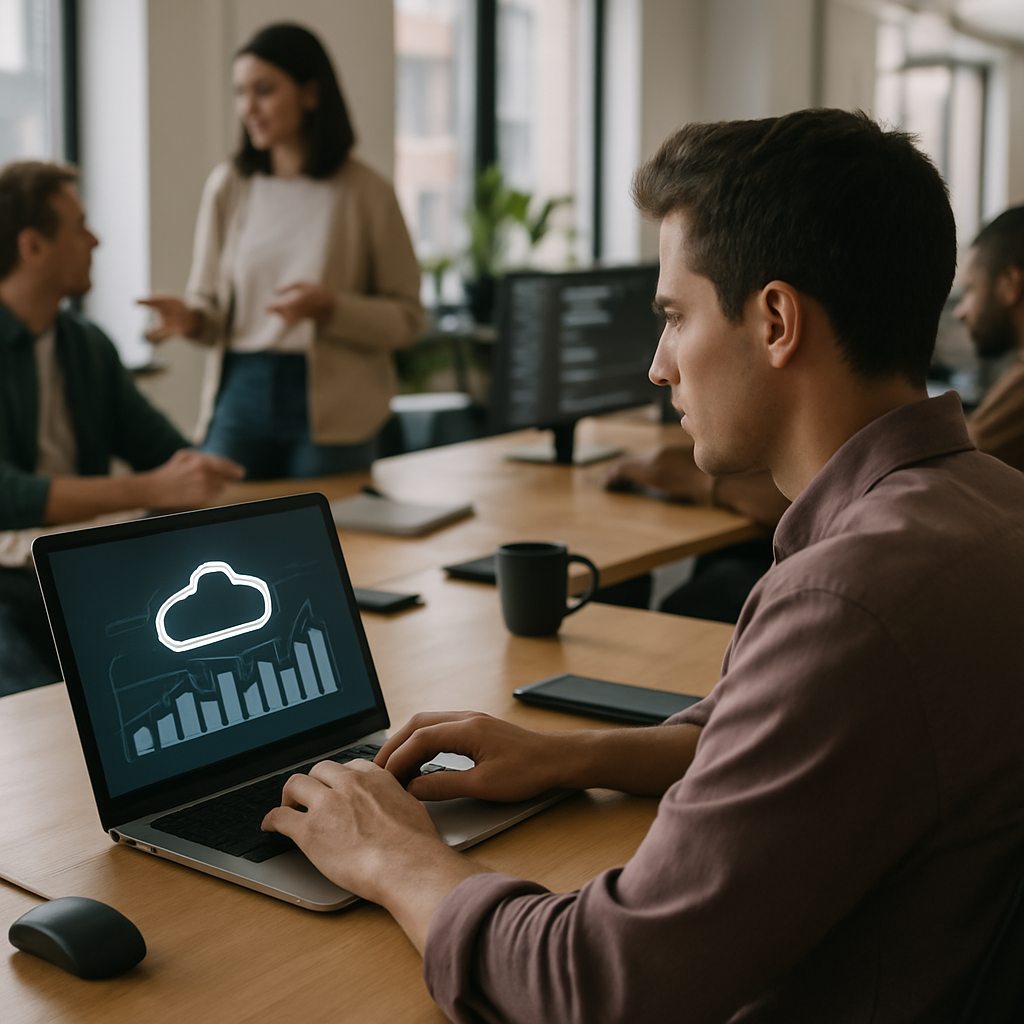 SaaS founder reviewing cloud cost optimization dashboard on laptop