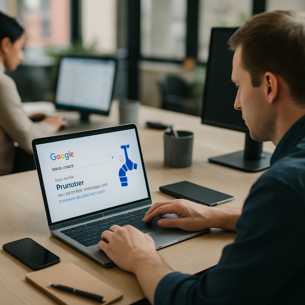 Plumber Google Ads dashboard showing lead performance metrics on a laptop screen