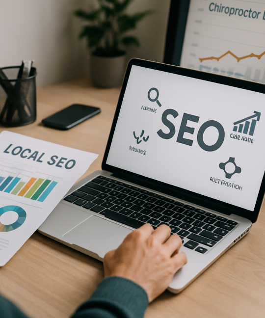 Chiropractor local SEO strategy dashboard showing patient leads and rankings