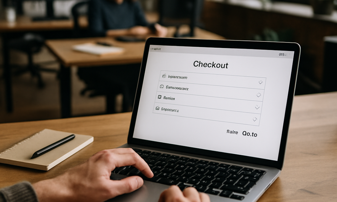 Shopper completing a purchase on a mobile store showing modern checkout UX design.