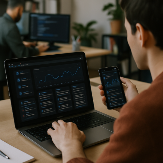 Mobile app screens showing dark mode UX design patterns for better engagement