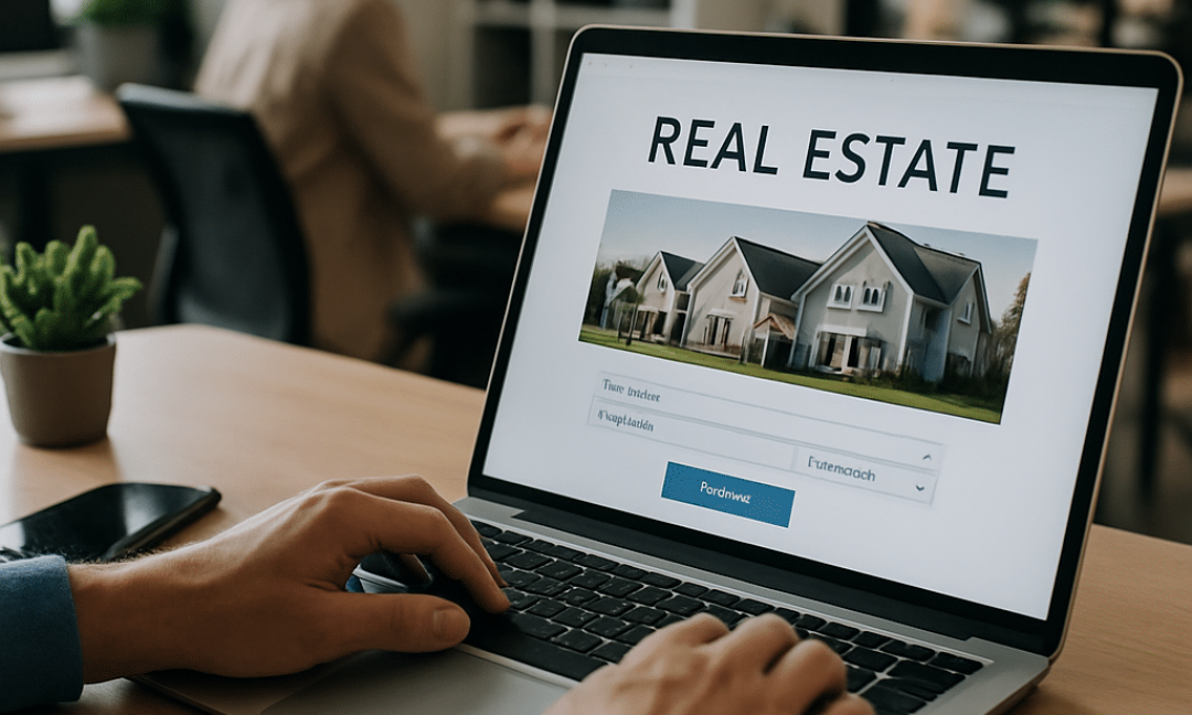 Agent reviewing buyer leads on a modern real estate web portal dashboard