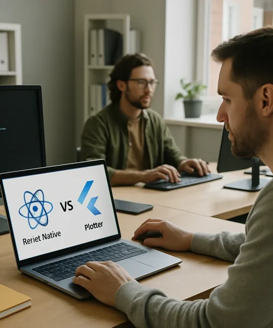 Side by side comparison chart showing React Native vs Flutter differences for mobile developers in 2026
