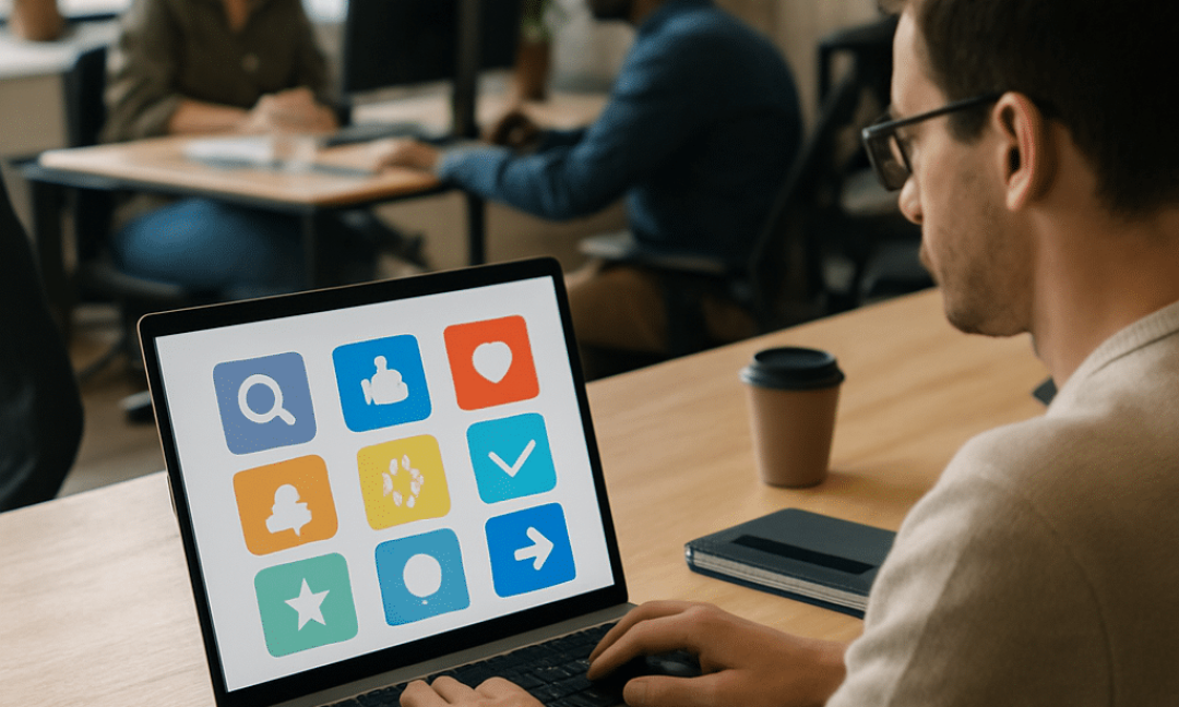 Designer prototyping micro-interaction UX wins on a laptop with animation timelines