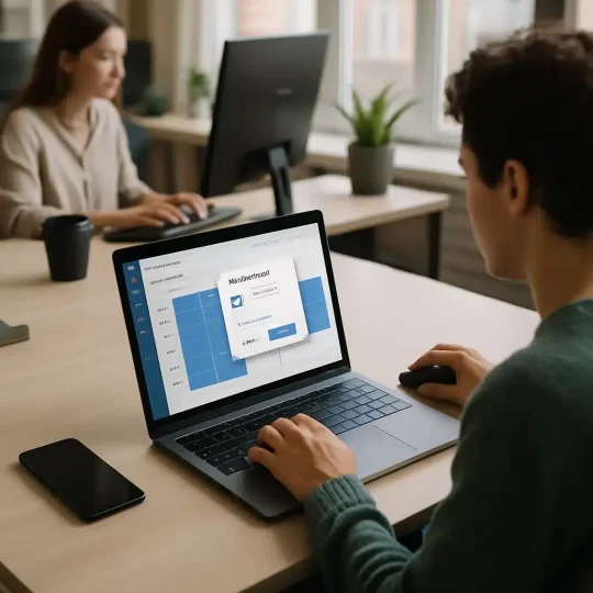 Dentist reviewing an AI dashboard for dental appointment reminders on a tablet