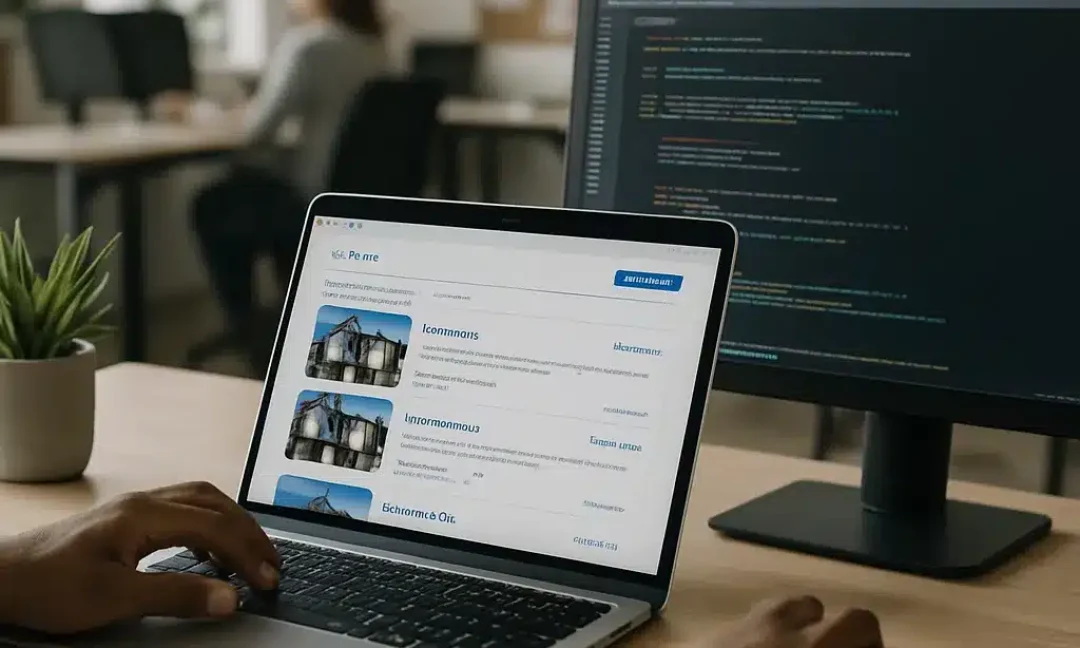 Agent reviewing listings on a real estate web app dashboard